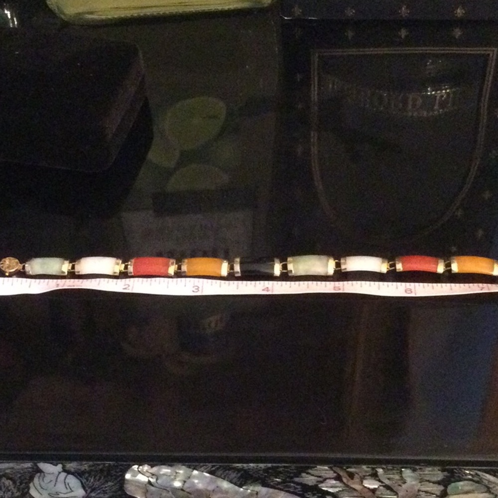 Genuine 10K Gold Colors Of Jade Bracelet - Picture 9 of 9